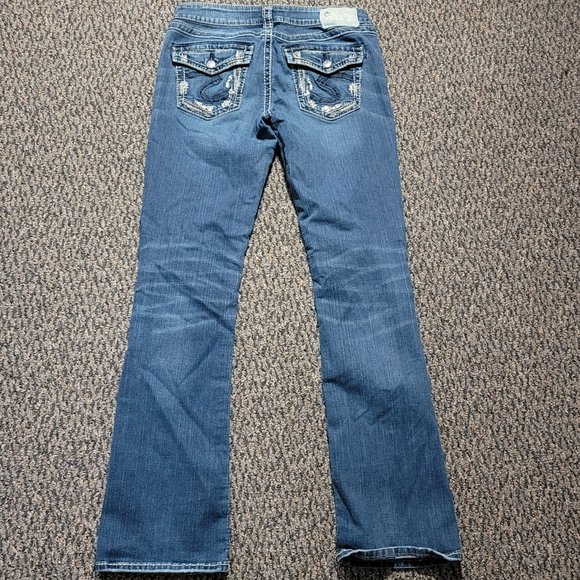 Silver AIKO Mid Slim Boot Cut Fluid Denim Jeans Size 29 - Picture 9 of 15